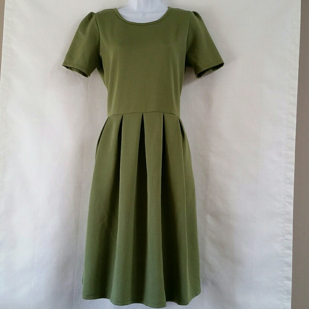 LulaRoe Olive Green Amelia Dress L